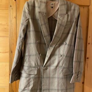 CAbi Plaid Blazer with Pink and Gray Accents